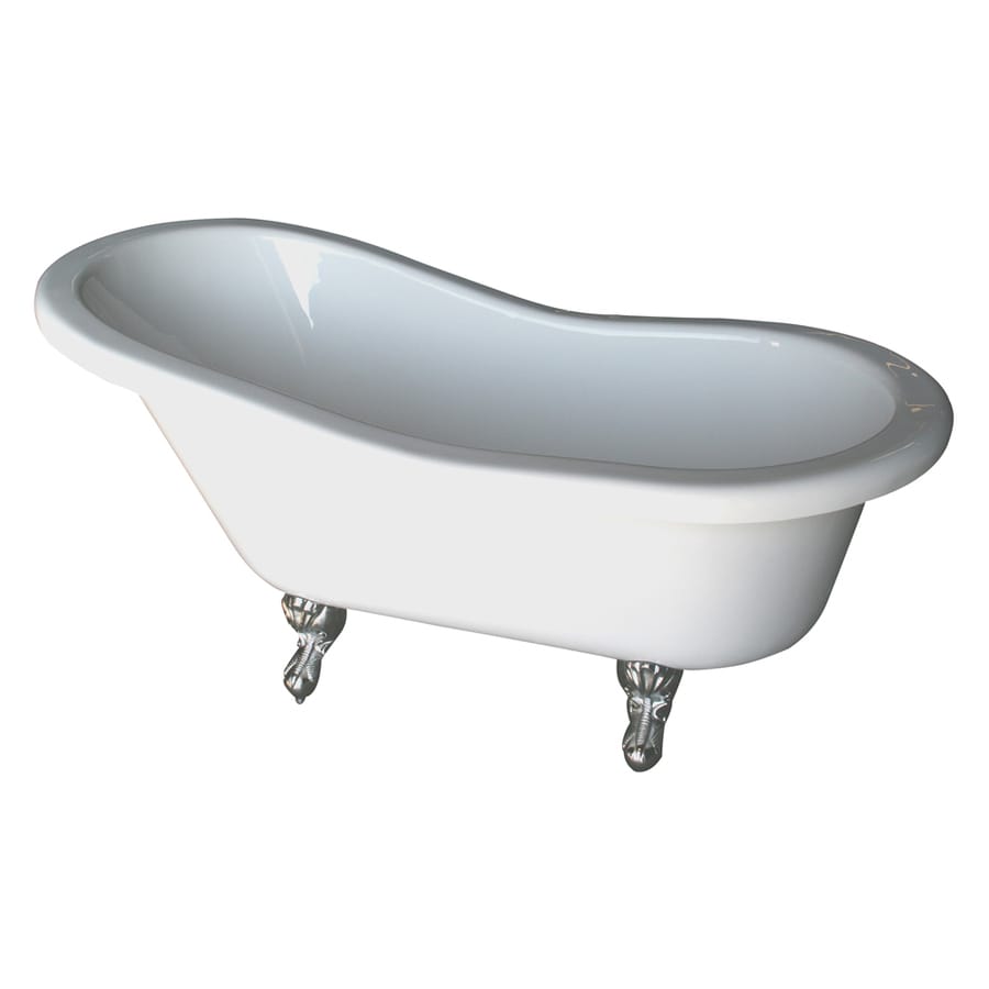 Barclay 60in White Acrylic Oval Back Center Drain Clawfoot Bathtub at