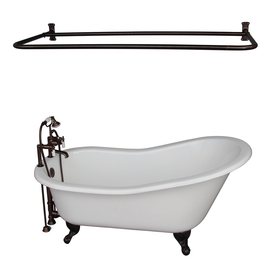 Barclay 67-in White Cast Iron Oval Back Center Drain Clawfoot Bathtub 