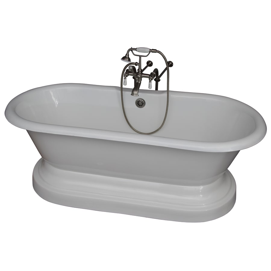 Barclay 67.75in White Cast Iron Oval Center Drain Freestanding Bathtub