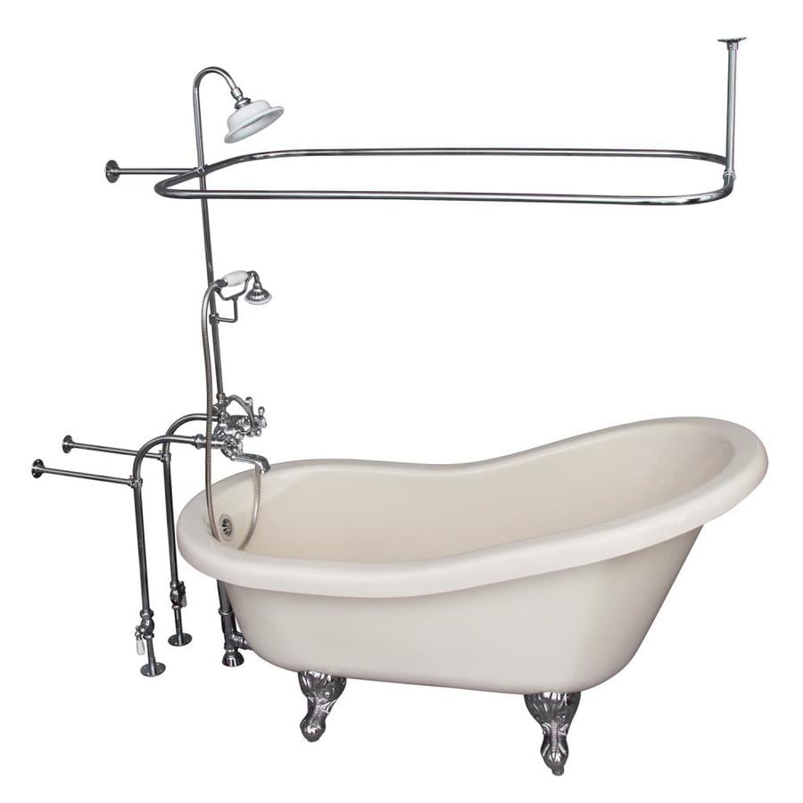 Barclay 60-in Bisque Acrylic Oval Back Center Drain Clawfoot Bathtub ...