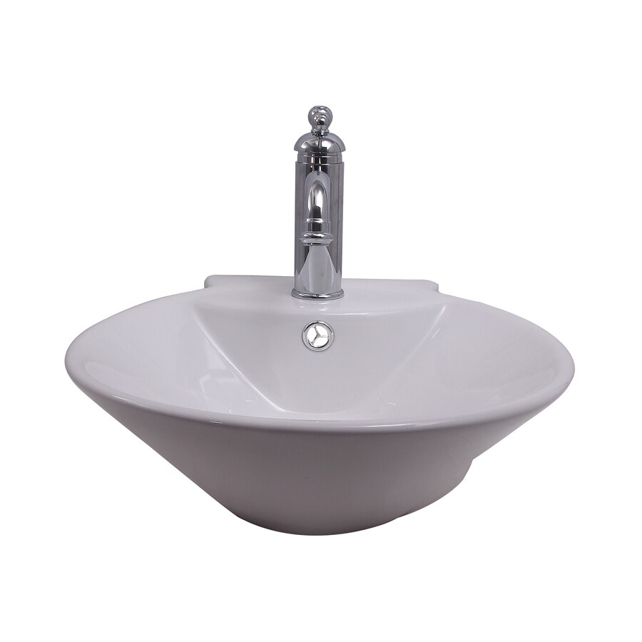 Barclay White Wallmount Round Bathroom Sink with Overflow Drain at