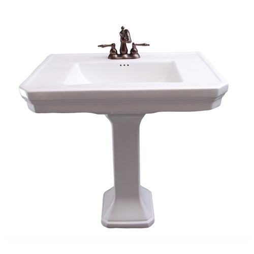 Barclay Corbin Rectangular Pedestal Lavatory, 4-in Centerset, White at ...