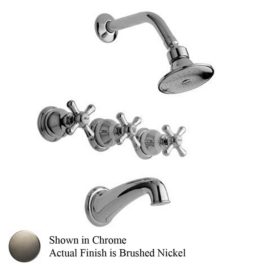 Barclay Denisse Brushed Nickel 3 Handle Tub Shower Faucet With