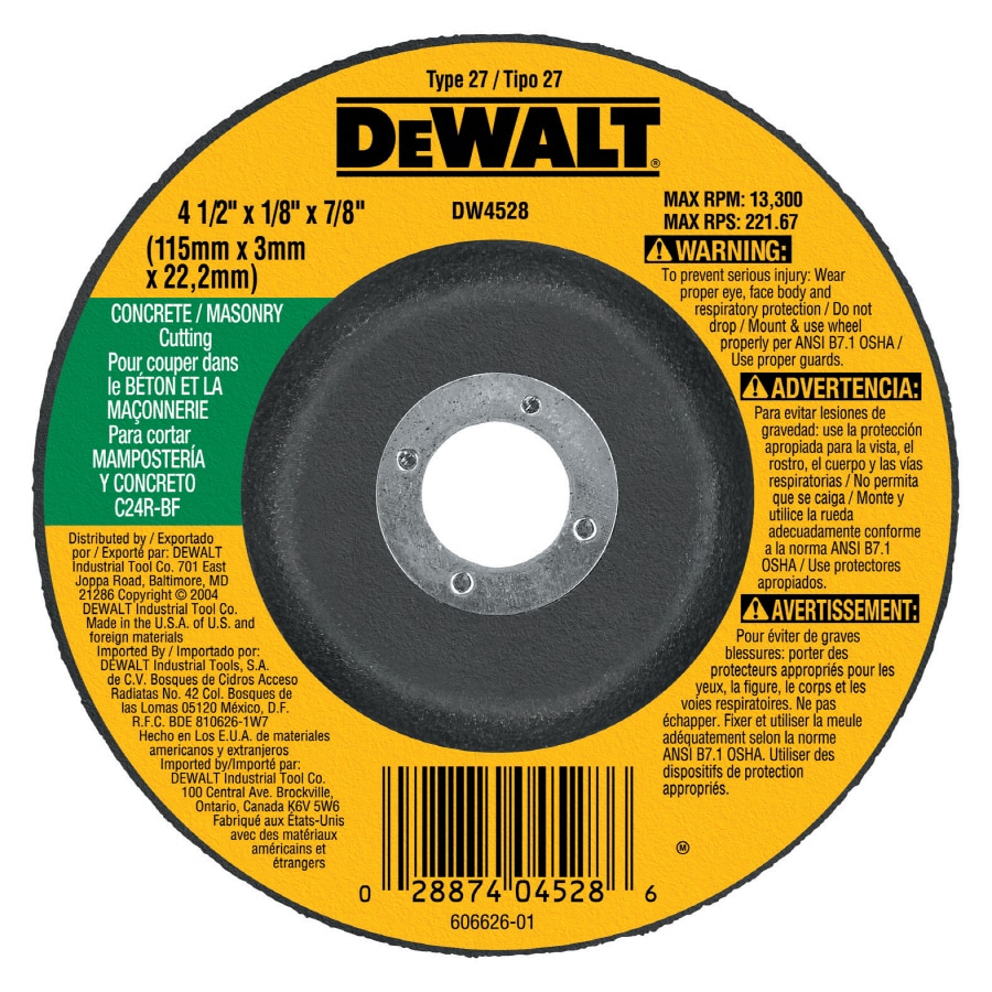 DEWALT Silicon Carbide 4.5-in Cutting/Grinding Wheel at Lowes.com