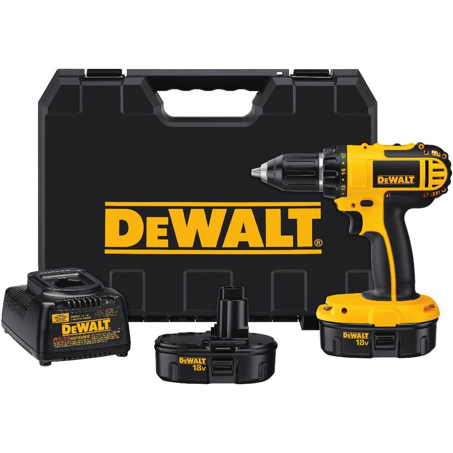 DEWALT 18 volt 1 2 in Drill 2 Batteries Included Charger