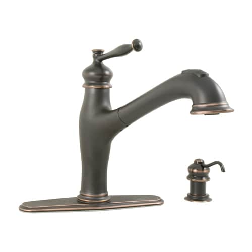 Aquasource Oil Rubbed Bronze 1 Handle Pull Out Deck Mount Kitchen