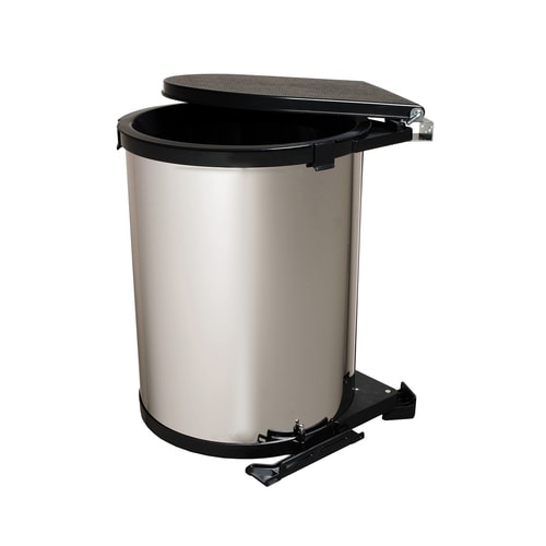 8 Gallon Chrome Look Plastic Trash Can With Lid