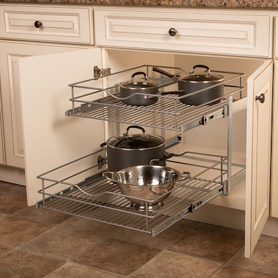Knape Vogt 20 56 In W X 19 25 In H 2 Tier Pull Out Metal Cabinet