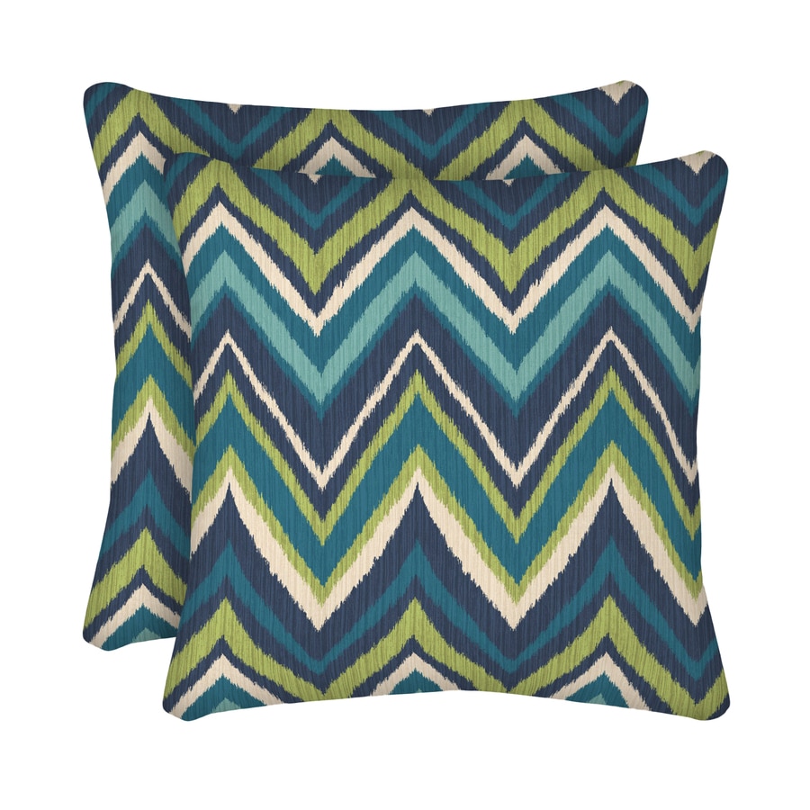 Shop Garden Treasures 2-Pack Blue Flame Stitch and Geometric Square Throw Pillow Outdoor ...