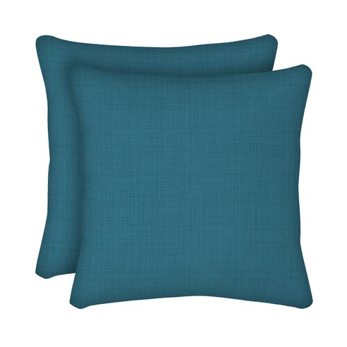 Style Selections 2 Pack Solid Texture Peacock Square Throw Pillow In The Outdoor Decorative Pillows Department At Lowes Com