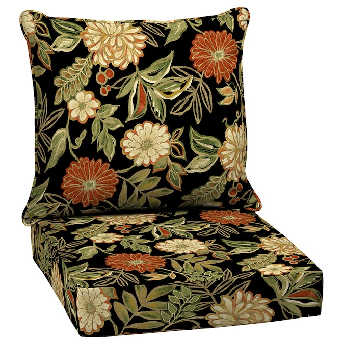 Arden Outdoor Floral Black Deep Seat Patio Chair Cushion