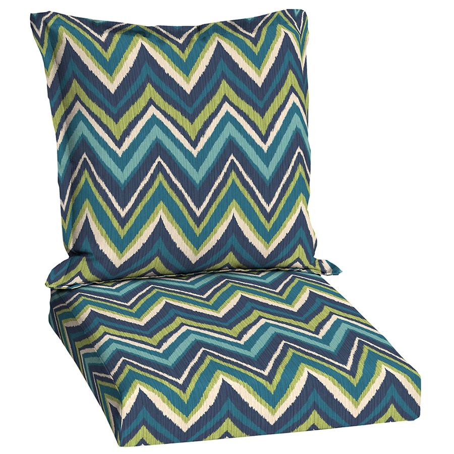Garden Treasures Blue Flame Stitch Geometric Garden Treasures Blue Flame Stitch Geometric Standard Patio Chair Cushion