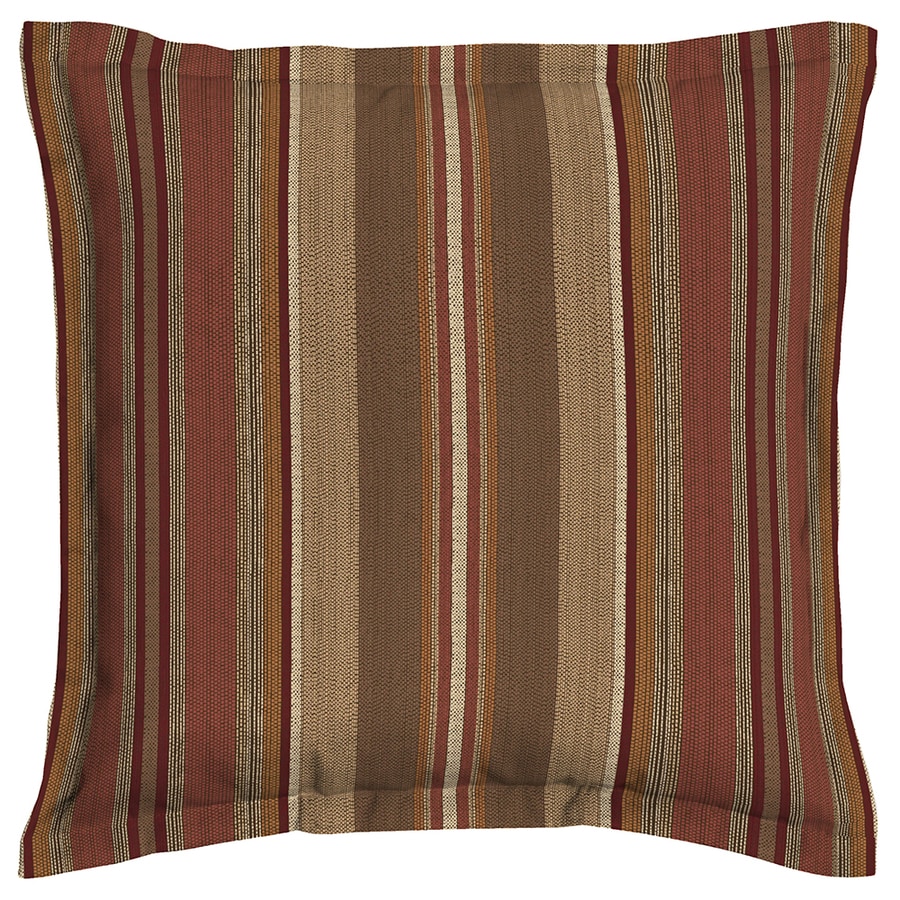 allen + roth Stripe Chili and Striped Square Throw Pillow Outdoor