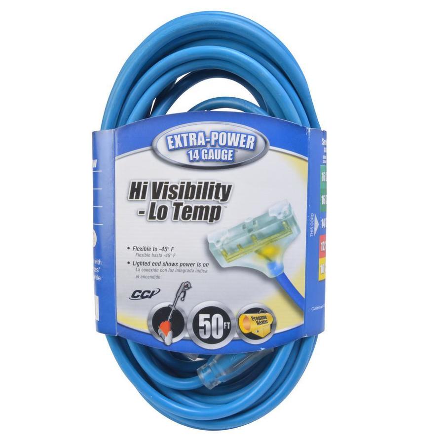 Southwire Cold Flex 50ft 14/3 3Prong Outdoor SJTW Heavy Duty Lighted Extension Cord in the