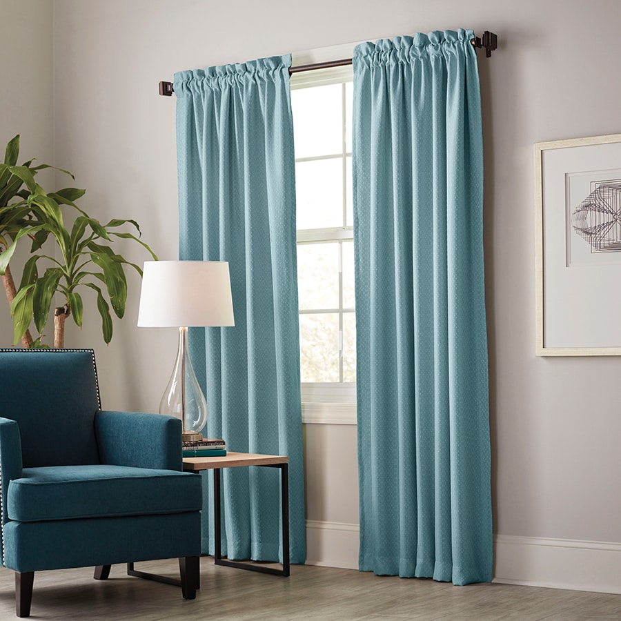Allen + roth Guestling 84in Teal Polyester Rod Pocket Blackout Thermal