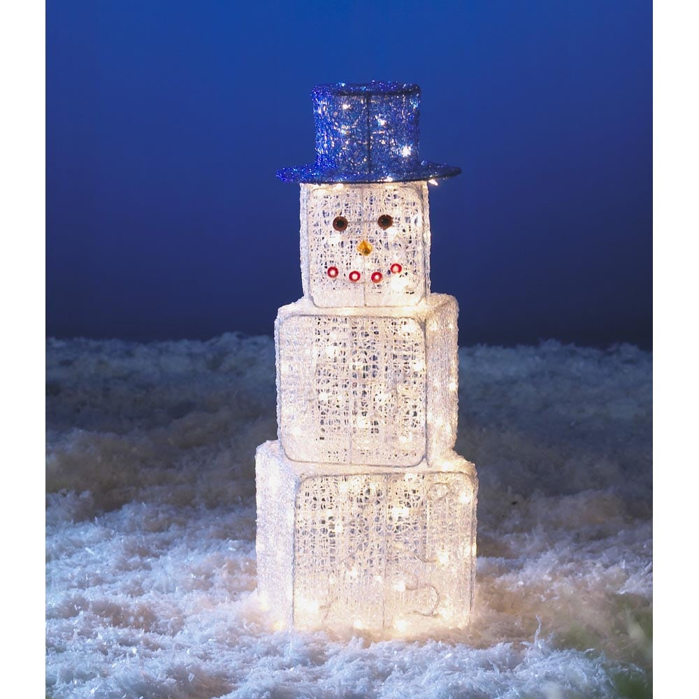 Ice Cube Lighted Snowman Decoration