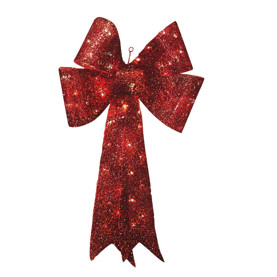 Shop Holiday Living Pre-Lit Bow with Constant Red Incandescent Lights ...