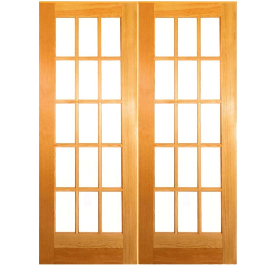 Classics Unfinished Solid Core Clear Glass Wood Pine French Door Common 60 In X 80 In Actual 61 5 In X 81 5 In