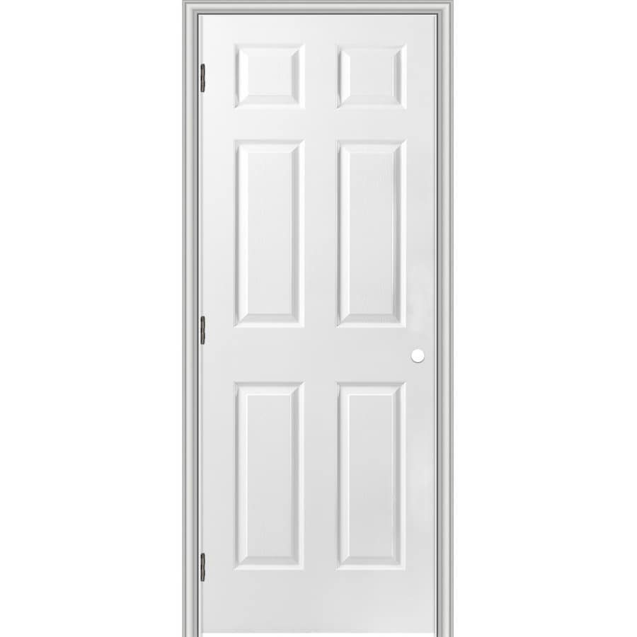 RELIABILT 30-in x 80-in Hollow Core 6-panel Right Hand Textured Primed ...