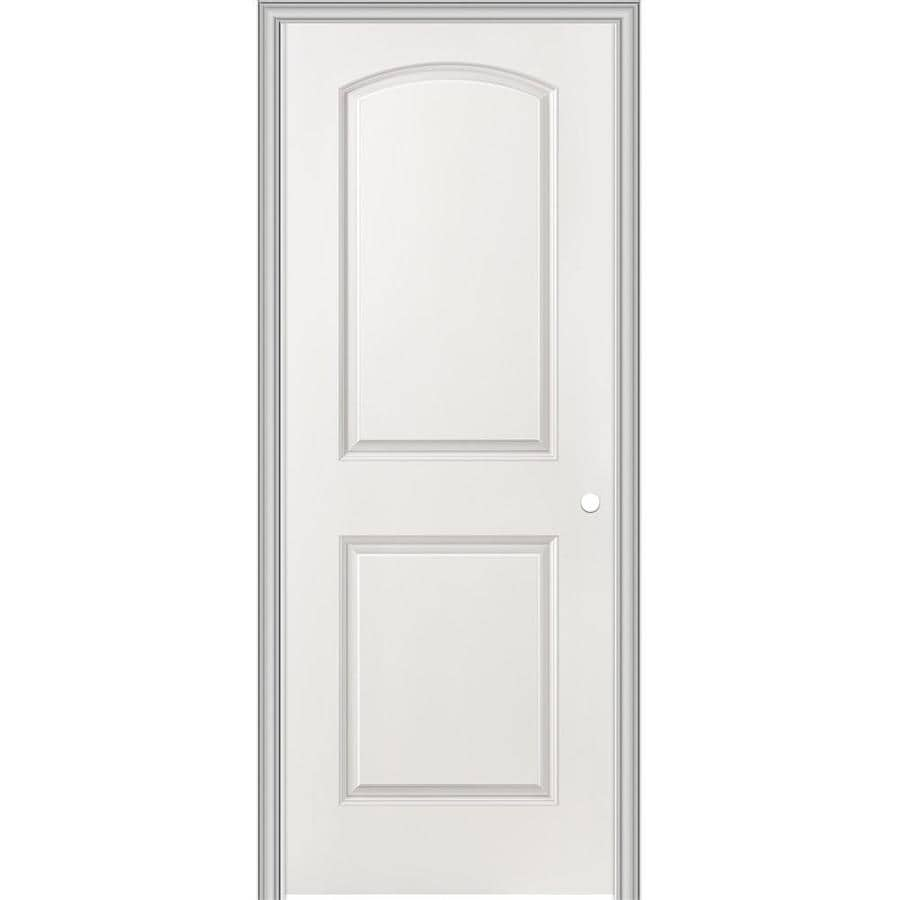 30 In X 80 In 2 Panel Round Top Hollow Smooth Molded Composite Right Hand Interior Single Prehung Door