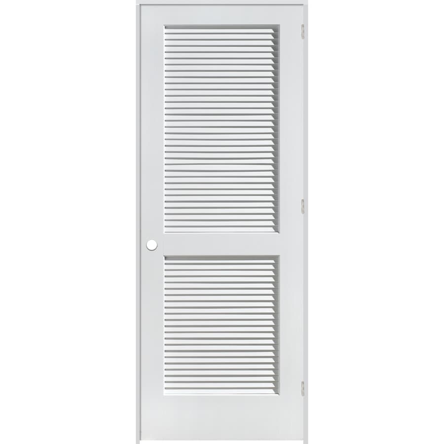 ReliaBilt 24-in x 80-in Louvered Solid Wood Core Wood Left ...