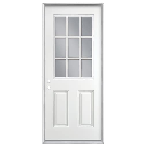 ReliaBilt 9-Lite Primed Fiberglass Entry Door (Common: 36-in x 80-in ...