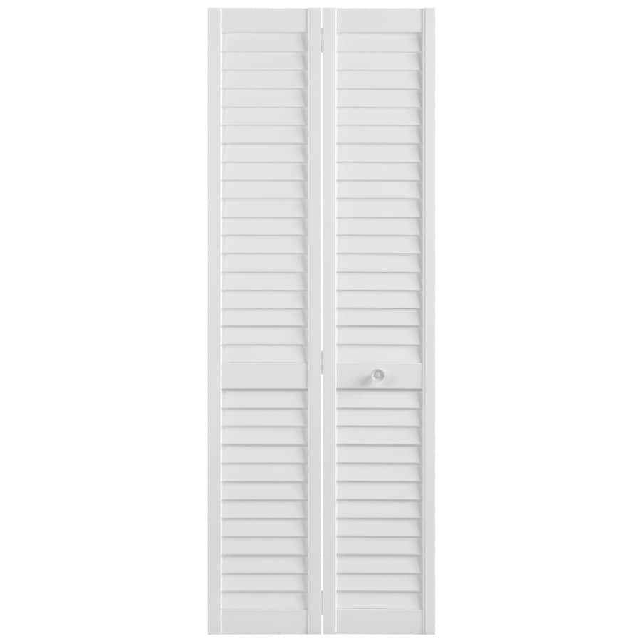 Masonite 24-in x 80-in White Louver Wood Pine Bifold Door (Hardware ...
