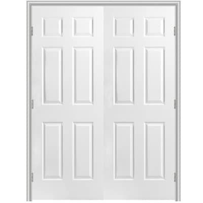 Traditional Primed 6 Panel Hollow Core Molded Composite Pre Hung Door Common 60 In X 80 In Actual 61 5 In X 81 5 In