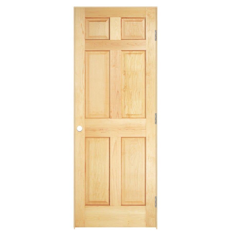 Traditional Unfinished 6 Panel Solid Core Wood Pine Pre Hung Door Common 30 In X 80 In Actual 31 5 In X 81 5 In