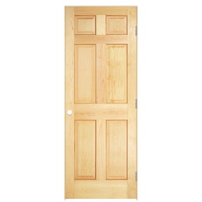 Traditional Unfinished 6 Panel Solid Core Wood Pine Pre Hung Door Common 36 In X 80 In Actual 37 5 In X 81 5 In