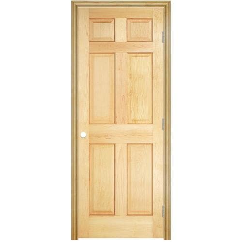 Masonite Traditional (Unfinished) 6-Panel Solid Core Wood Pine Pre-Hung ...