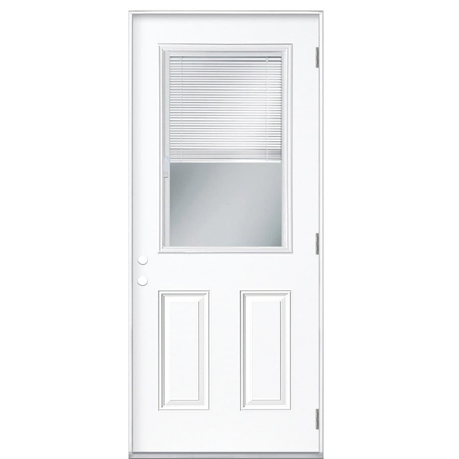 shop masonite decorative glass left hand outswing primed steel