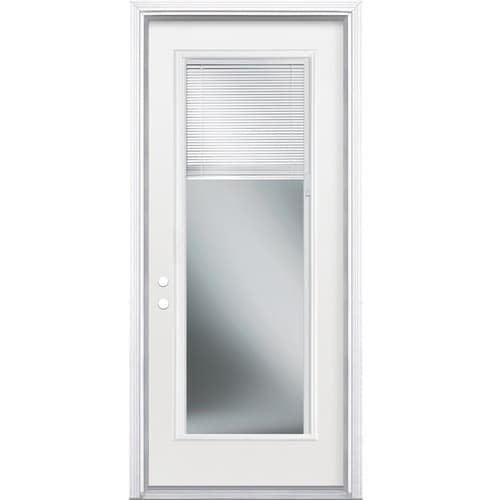 Masonite Full Lite Blinds Between The Glass Right Hand Inswing Primed Steel Prehung Entry Door With Insulating Core Common 32 In X 80 In Actual