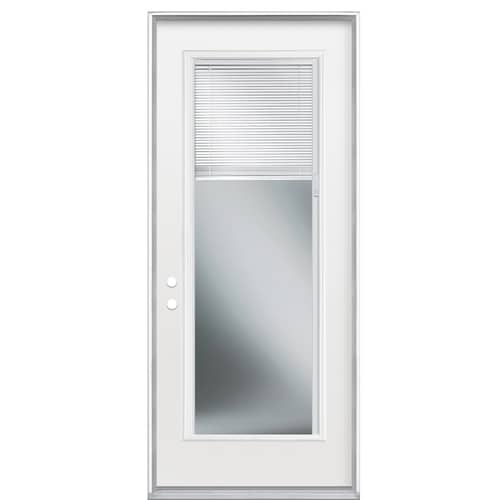 Masonite 36 In X 80 In Steel Full Lite Right Hand Inswing Primed Prehung Single Front Door With