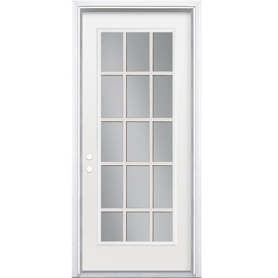 Shop Masonite Full Lite Clear Glass Primed Steel Prehung Entry Door