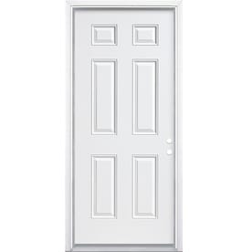 Entry Doors At Lowes Masonite Left Hand Inswing Primed Steel Prehung Entry Door With Insulating Core Common