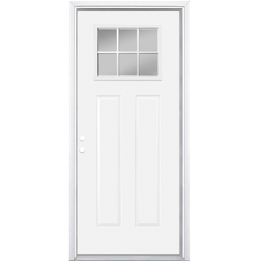 Masonite 2 Panel Insulating Core Craftsman 6 Lite Right Hand Inswing Primed Steel Prehung Entry