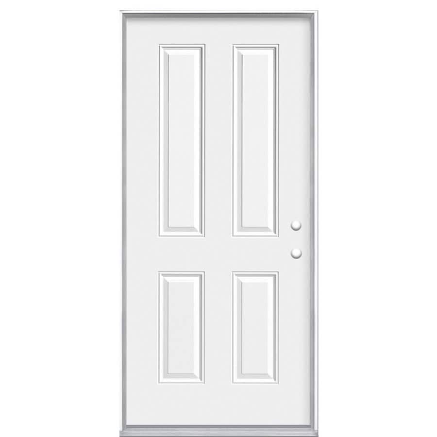 Masonite 740968.0 4-Panel Insulating Core Left-Hand Inswing Primed Steel Prehung Entry Door (Common: 36-in x 80-in; Actual: 37.5-in x 81.5-in)