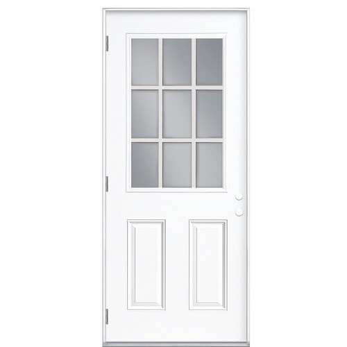 Masonite 30-in x 80-in Fiberglass Half Lite Right-Hand Outswing Primed ...