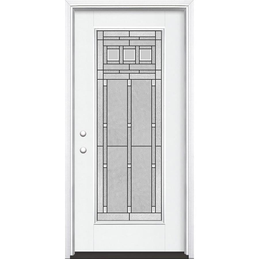 Masonite Craftsman Full Lite Decorative Glass Right Hand Inswing
