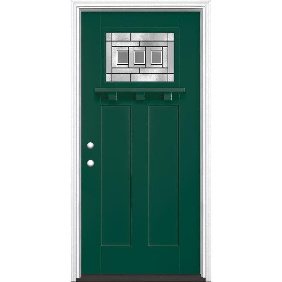 Masonite Craftsman Decorative Glass Right Hand Inswing Evergreen