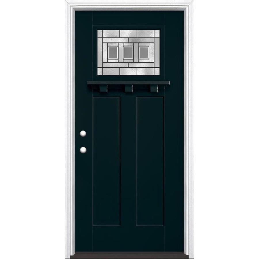Masonite Craftsman Decorative Glass Right Hand Inswing Eclipse Masonite Craftsman Decorative Glass Right Hand Inswing Eclipse Painted Fiberglass Prehung Entry Door With Insulating