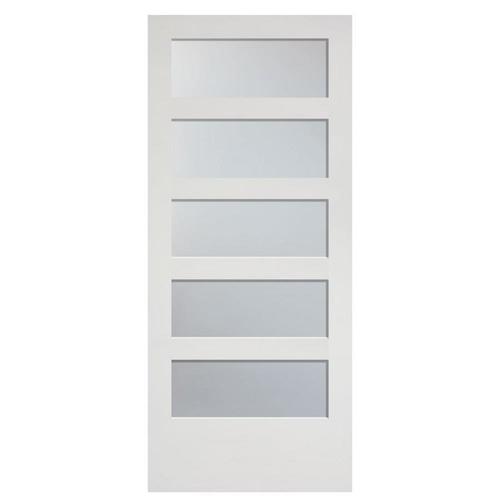 Masonite 36in x 84in Primed Frosted Glass Unfinished Wood Single Barn Door in the Barn Doors