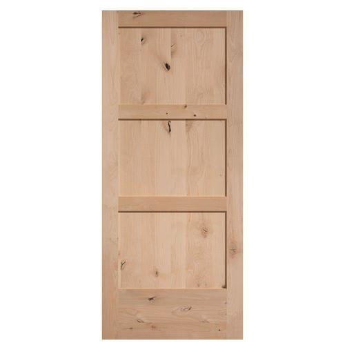 Masonite Unfinished 3Panel Wood Knotty Alder Barn Door 36in x 84in; Actual 36in x
