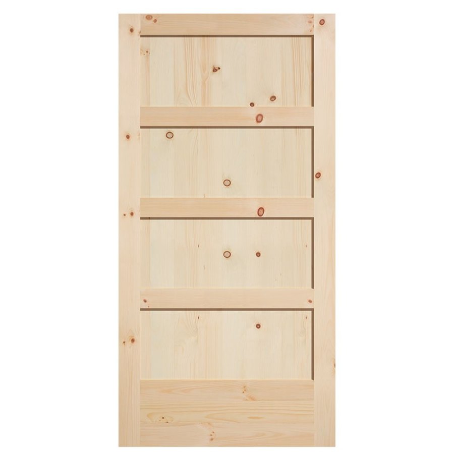 Masonite Unfinished 4Panel Square Wood Knotty Pine Barn Door