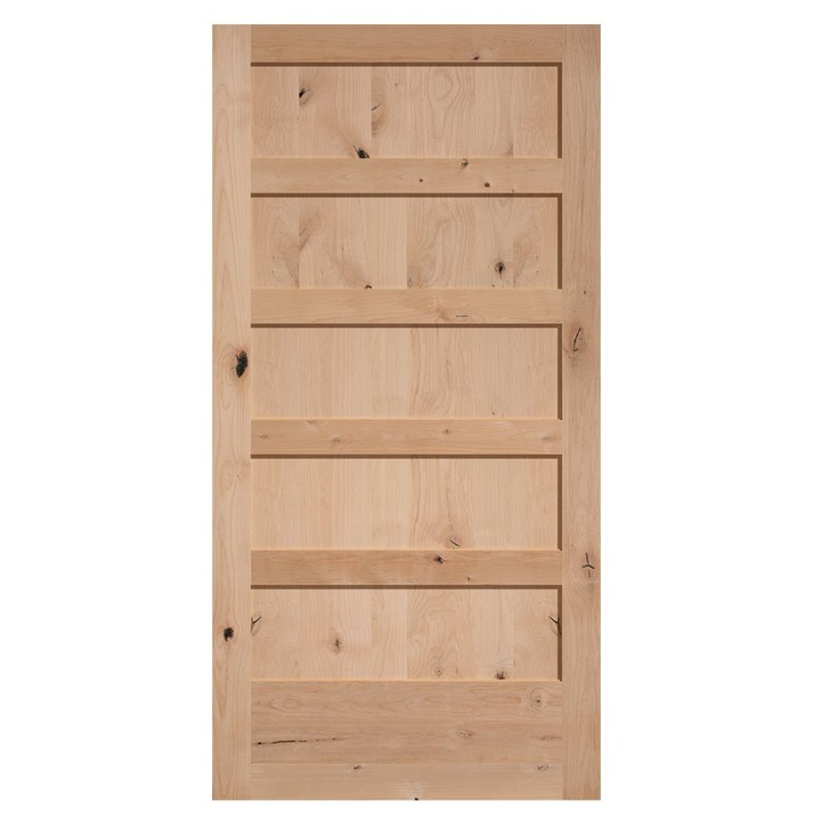 Masonite Unfinished 5Panel Wood Knotty Alder Barn Door 42in