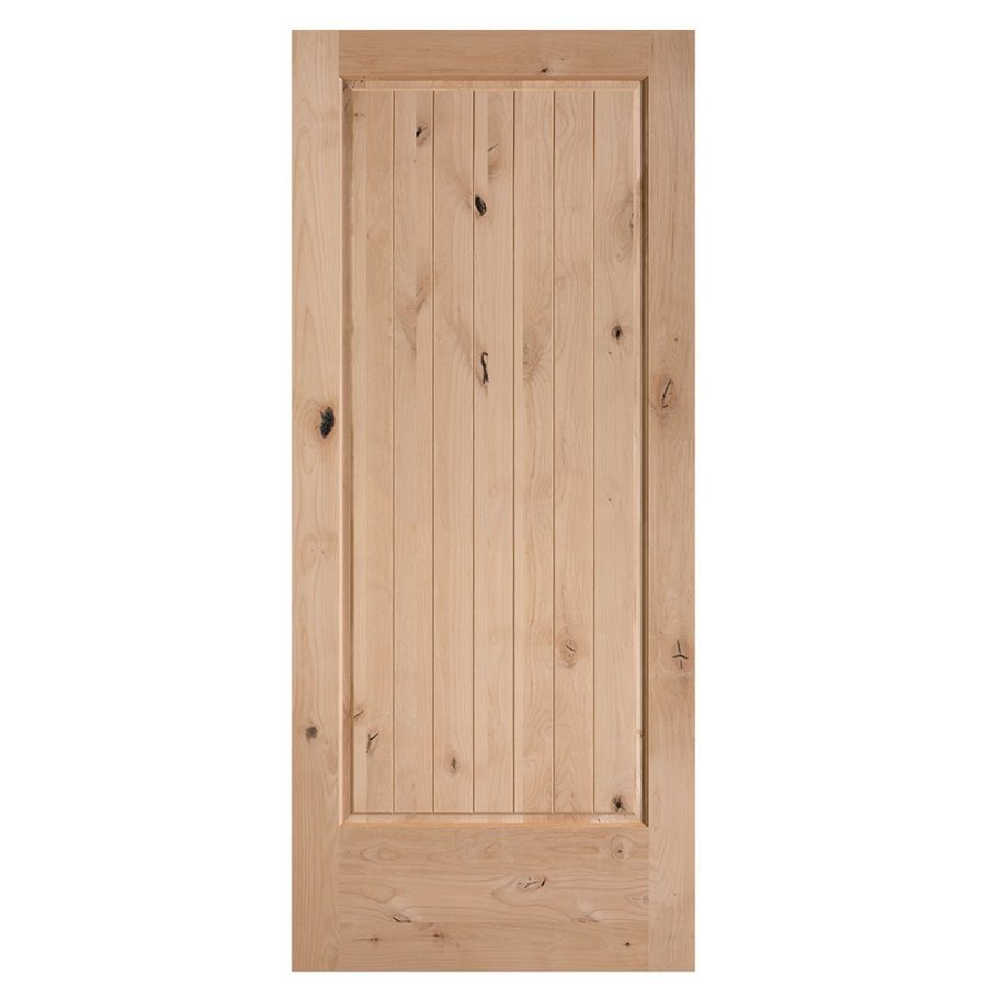 Masonite Unfinished 1Panel Plank Wood Knotty Alder Barn Door