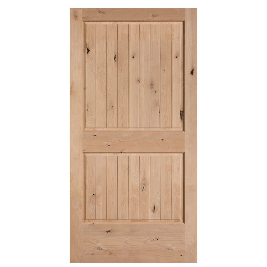 Masonite Unfinished 2 Panel Wood Knotty Alder Barn Door Common
