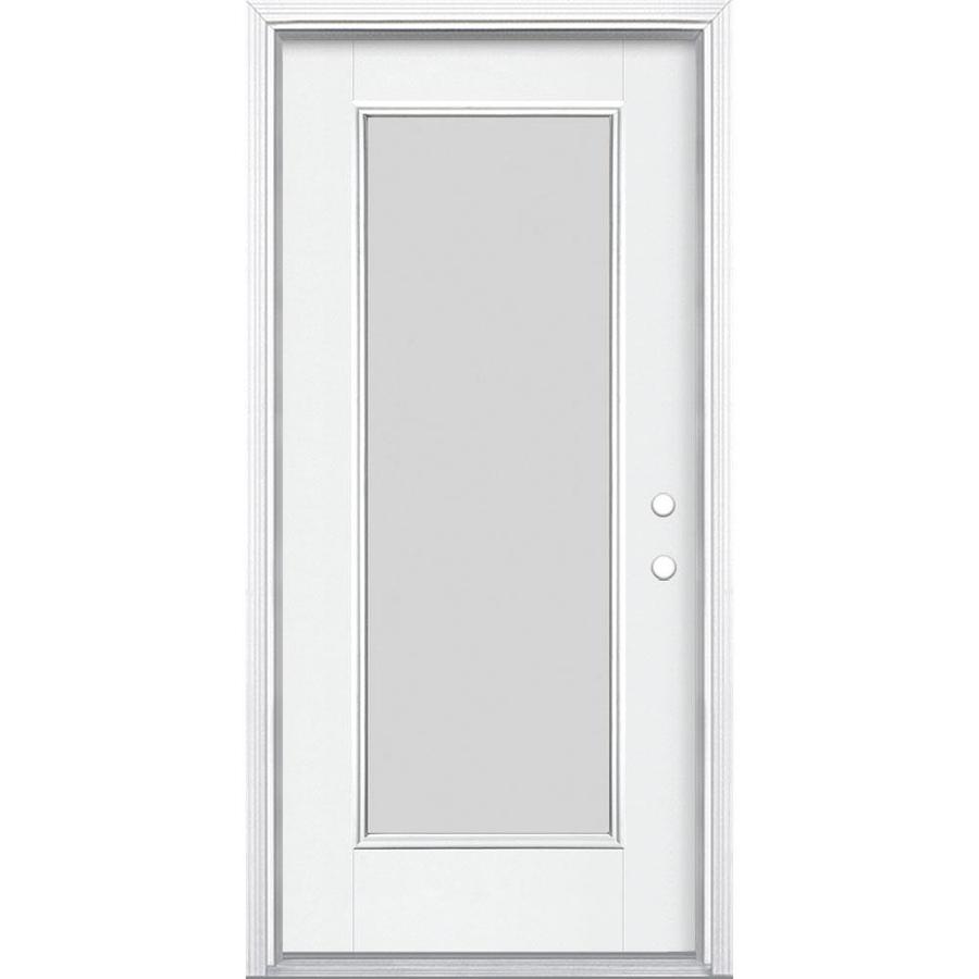 Masonite Blanca Full Lite Privacy Glass Left Hand Inswing Arctic White Painted Fiberglass