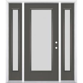 Masonite Exterior Doors At Lowes Masonite Blanca Full Lite Privacy Gl Left Hand Inswing Timber Gray Painted Fibergl Prehung Entry